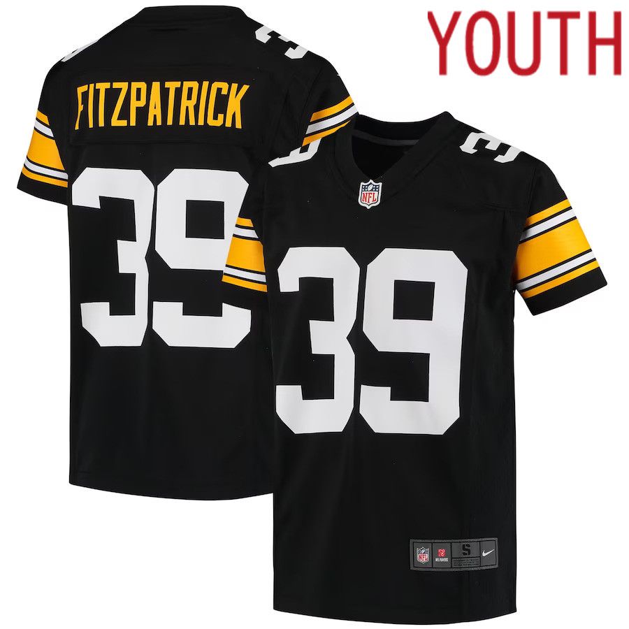Youth Pittsburgh Steelers 39 Minkah Fitzpatrick Nike Black Alternate Game NFL Jersey